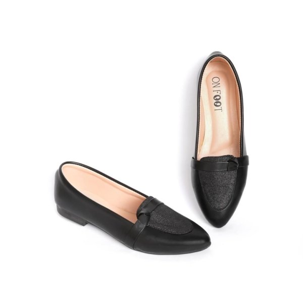 Black Rexine Fancy Pumps